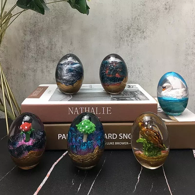 

Starry Sky Series Egg Ornamental Collection Souvenir Epoxy Resin Egg With Light Starry Sky World Egg Home Decoration 2022