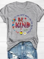 teeteety womens high quality 100 cotton be kind printed graphic o neck t shirt
