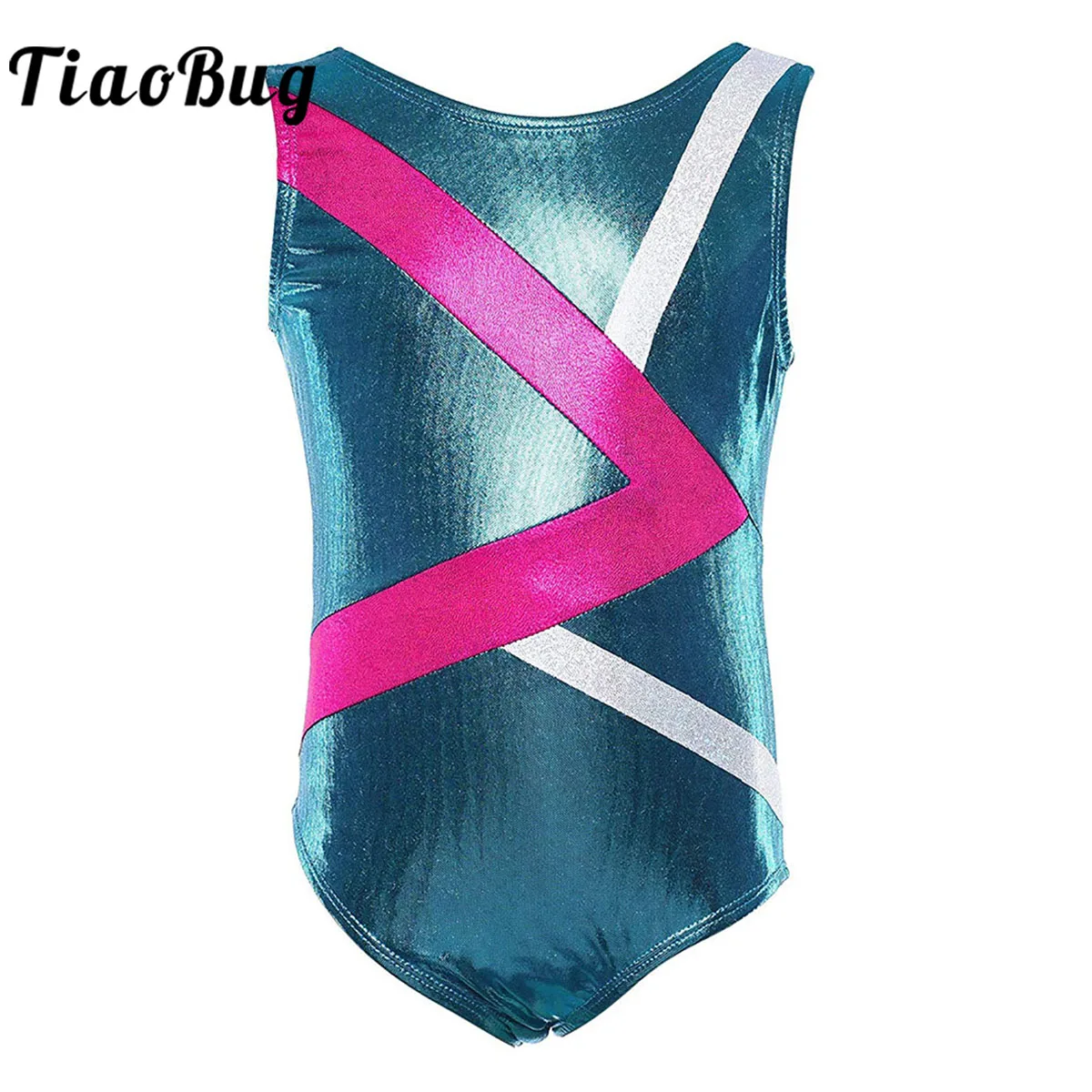 

Kids Girls Sleeveless Gymnastics Leotards Workout Unitards Child Sparkly Metallic Athletic Ballet Dance Costume Bodysuit Clothes