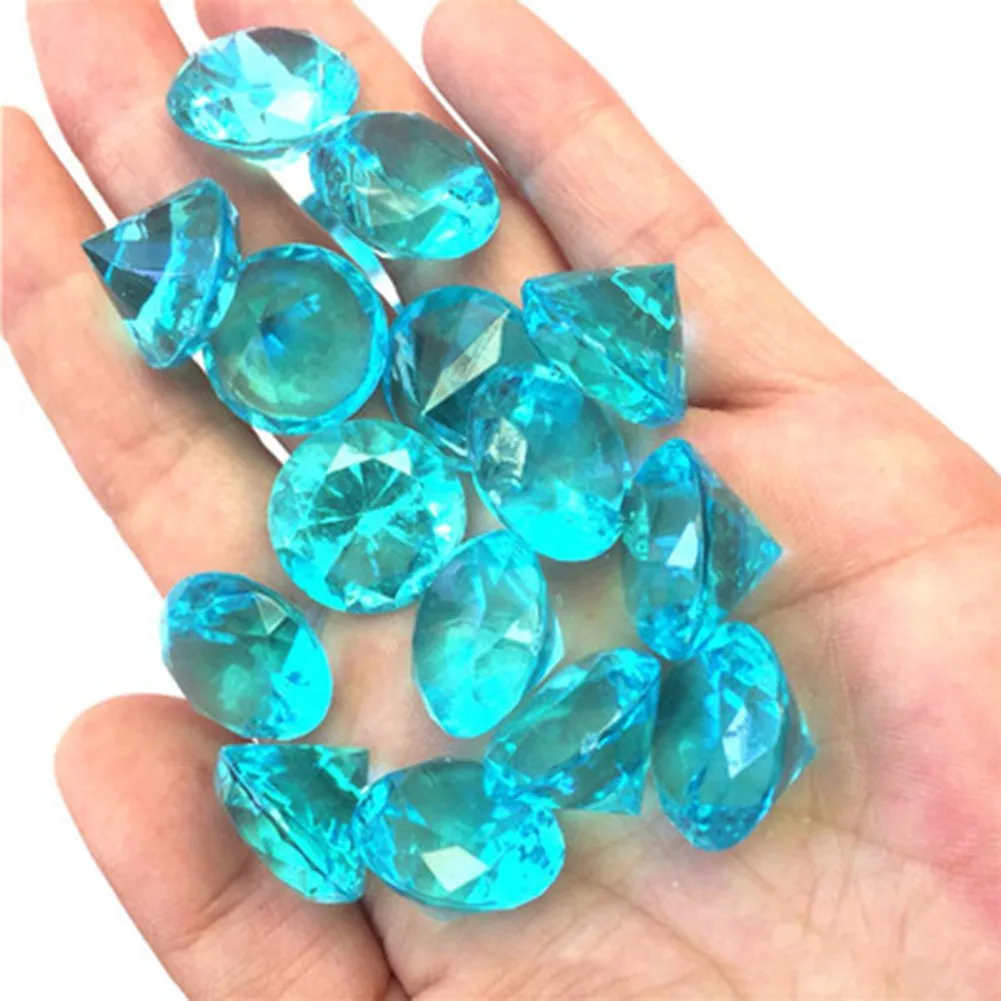 

100pcs Faux Diamond Acrylic Crystal Stone 20MM Crystal Gems Filler Props Muticolor Fake Diamond Photography Props Aquarium Decor