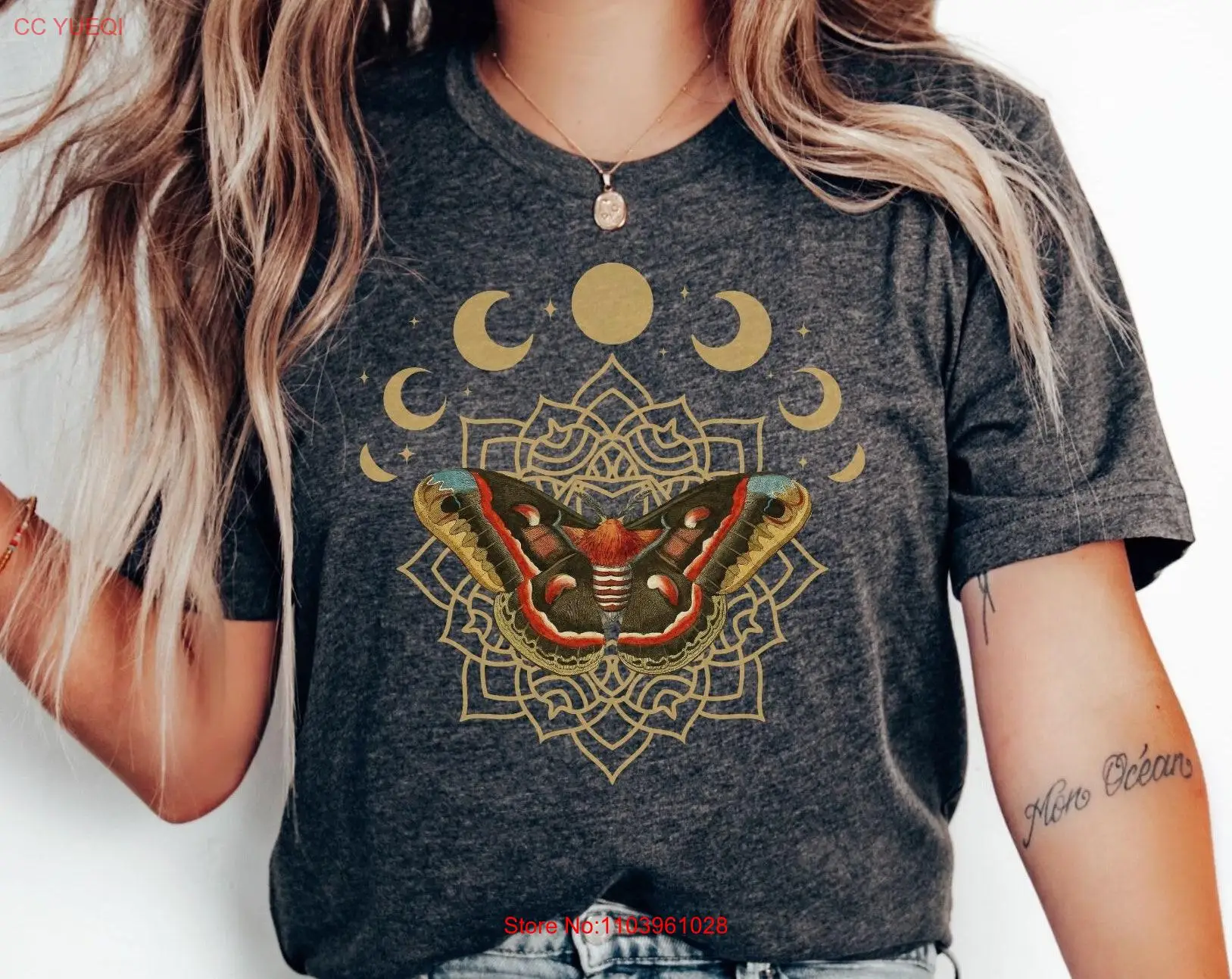 Футболка Cecropia Moth Cottagecore с насекомыми Cottage Core Goblincore Dark Academia Bug длинными или