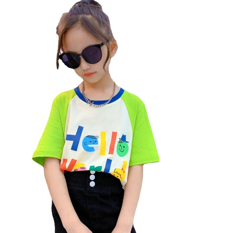 

Fashion Children Clothing set Girls Summer New Clothes Short Sleeves + Shorts 2pcs Kids Baby Splicing Casual Suits T-shirt Tops
