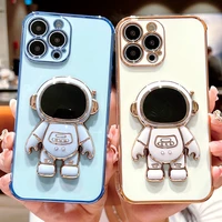 3d astronaut kickstand plating phone case for iphone 11 12 13 pro max xs max x xr 7 8 plus 13 shockproof bumper love heart cover