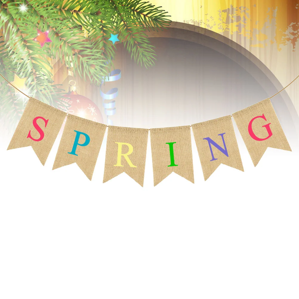 

Flag Banner Hanging Spring Bunting Garland European American Linen Banner Spring Spring Banner Spring Party Garland