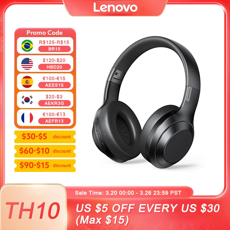 Lenovo Thinkplus TH10 LP40 TWS Stereo Headphone Bluetooth Earphones Music Headset with Mic for Mobile iPhone Sumsamg Android IOS