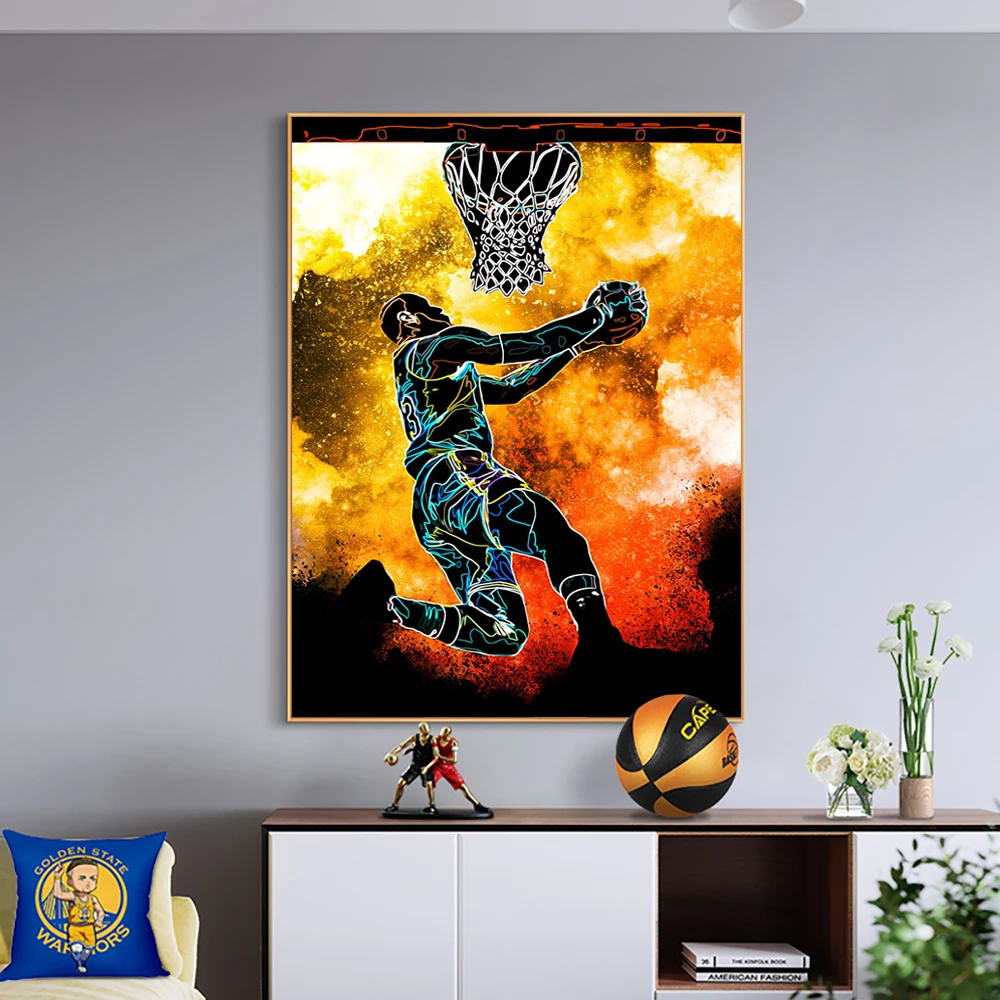 

Basketball Star Decoration Poster Graffiti Style Canvas Painting Living Room Wall Art Picture for Home Decor Sports Lovers Gift