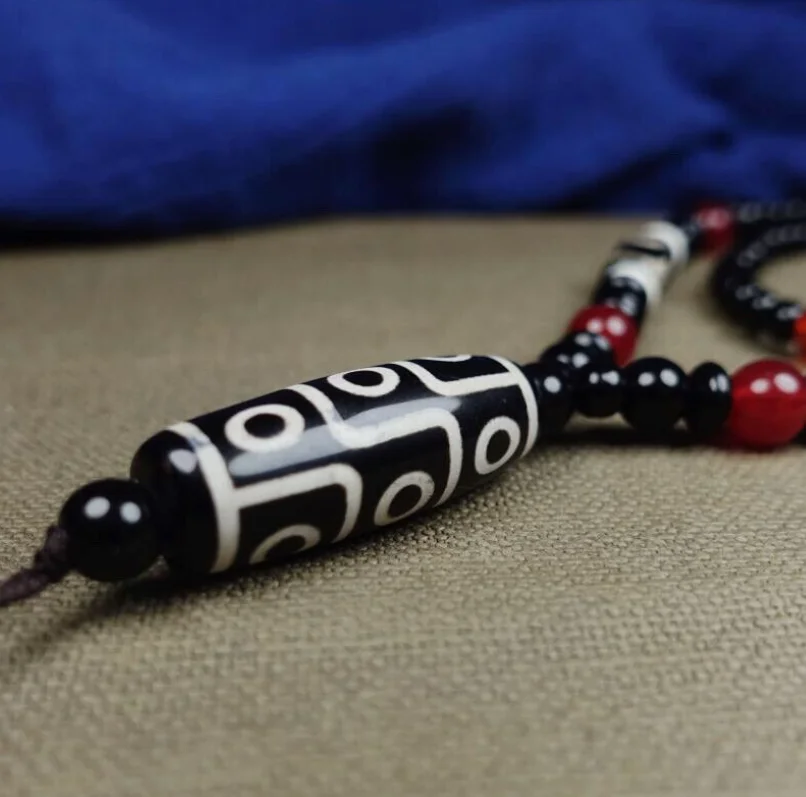 Тибетский непальский гималайский древний агат старый талисман Дзи 9-глазный