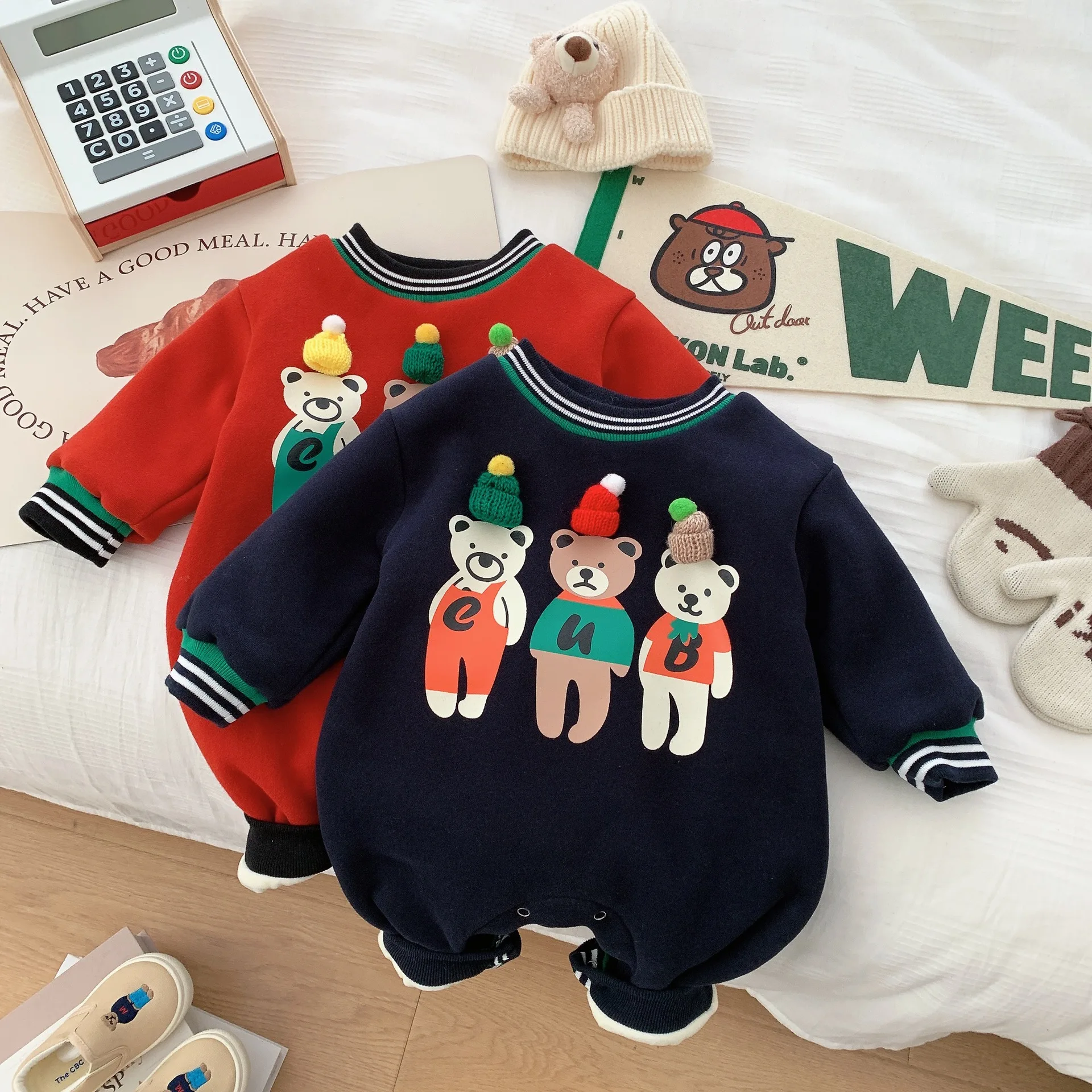 

Winter Baby Clothes Christams Rompers Fleece Baby Jumpsuits Toddler Boys Romper