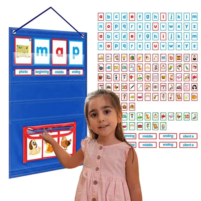 

Word Building Pocket Chart Spelling Games Tabletop Pocket Chart World Building Chart With Flash Cards Preschool Learning