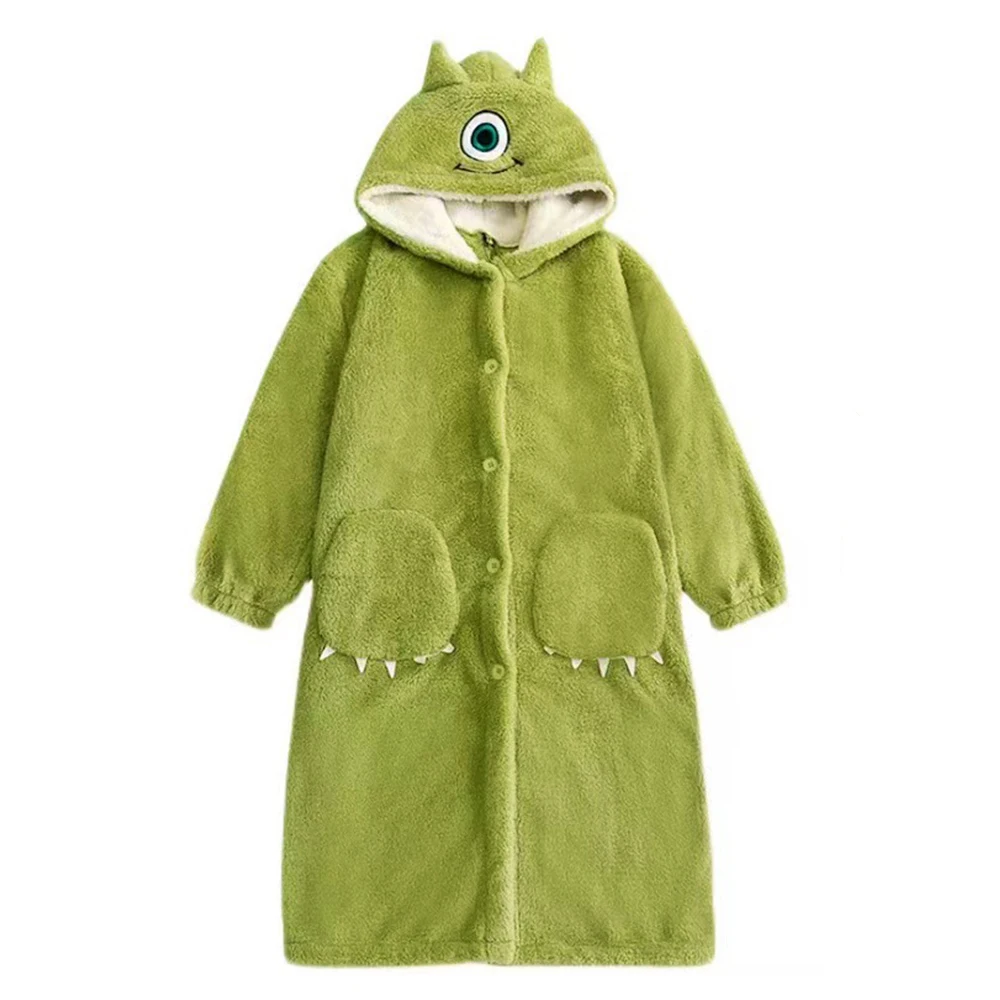 Nightgown For Womens Monster Animal Pajamas Winter Flannel Pyjamas Cartoon Long Sleeve Coral Fleece Warm Sleepwear Long Wear