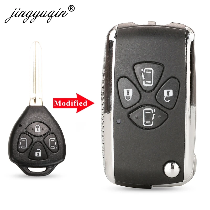 Jinyuqin модифицированный чехол для ключа с 4 кнопками для Toyota Alphard Corolla RAV4 Yaris Prado Camry Crown Avalon Remote Key Case Upgrade