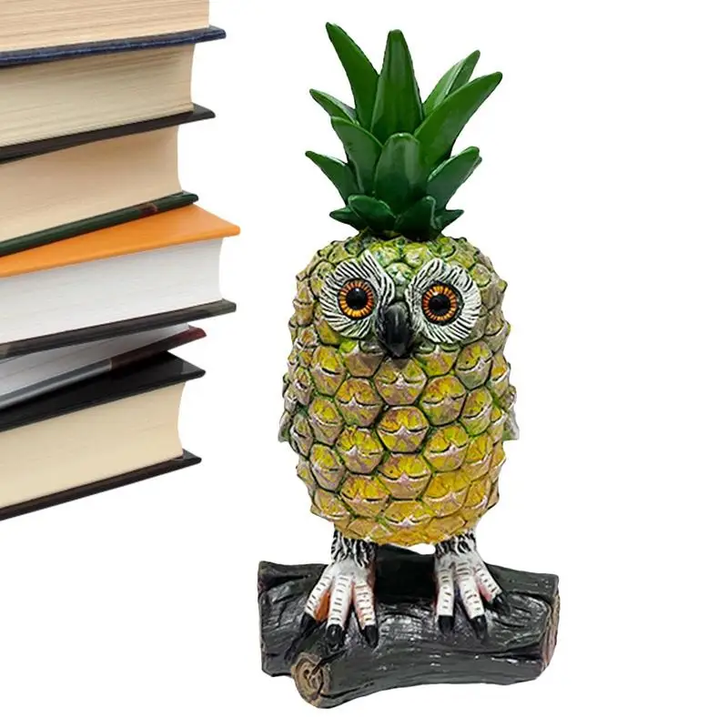 

Статуя в виде ананаса и совы, статуя в виде головы ананаса и совы, домашний декор, искусственные фигурки совы, настольное украшение для садовой полки