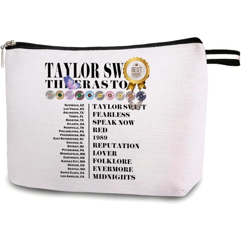 

Сумка для макияжа Singer Swifite Merch, поклонники альбома, музыкальные любимые туалетные принадлежности, подарки для женщин, девушек, друзей, на день рождения