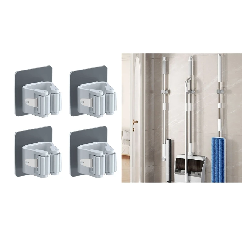 

Broom Mop Grippers Self-Adhesive No Drilling Mop Broom Racks Hooks
