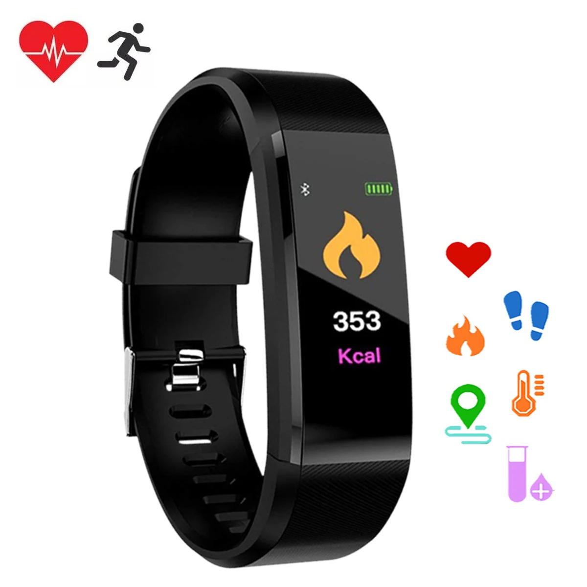 

115 Plus Smart Watch Bracelet Men Women Band Heart Rate Monitor Blood Pressure Sports Fitness Tracker Pedometer Waterproof Watch