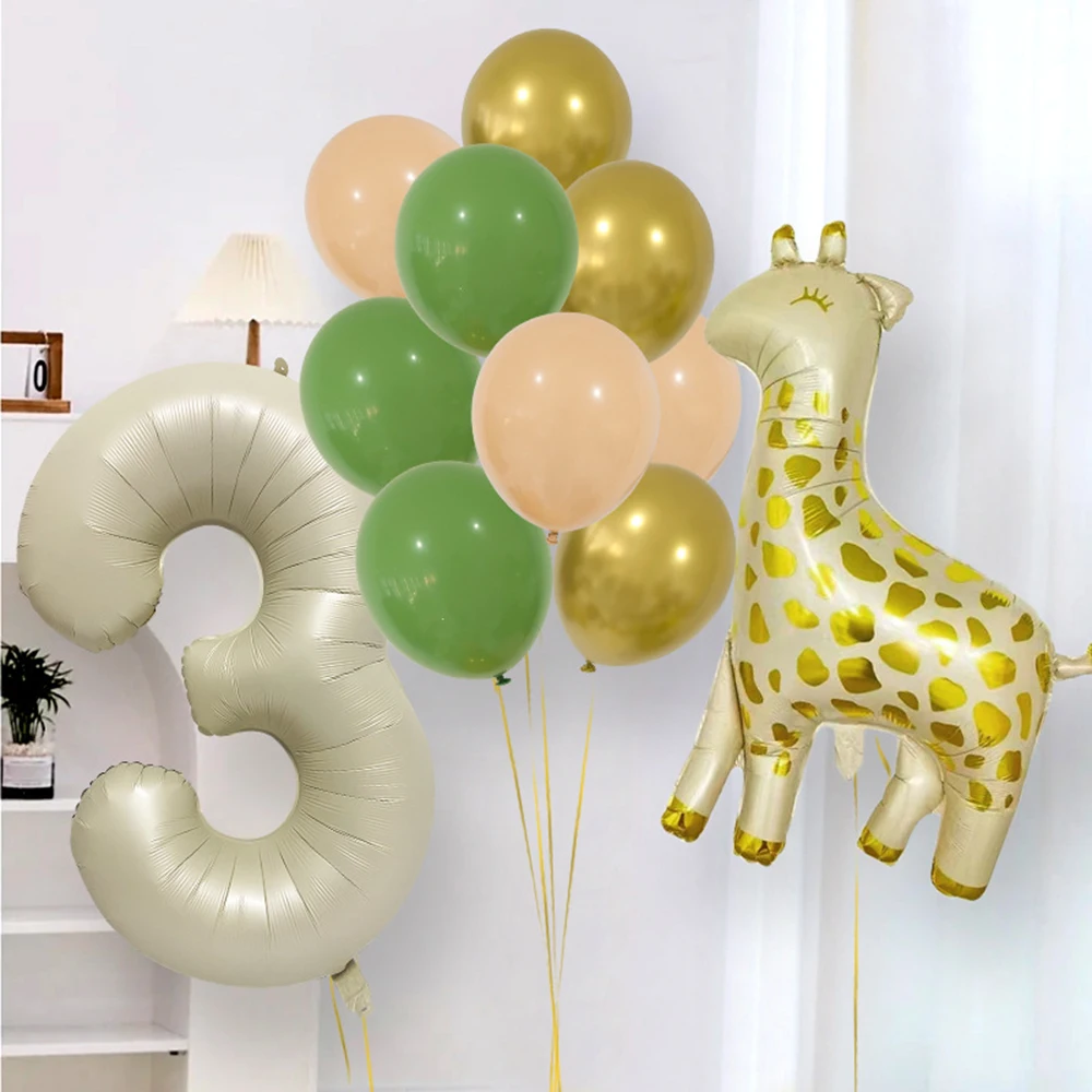 

Cartoon Giraffe Foil Number Balloon Jungle Safari Party Decor Deer Animal Balloons Baby Shower Kids 1st Birthday Party Ballons