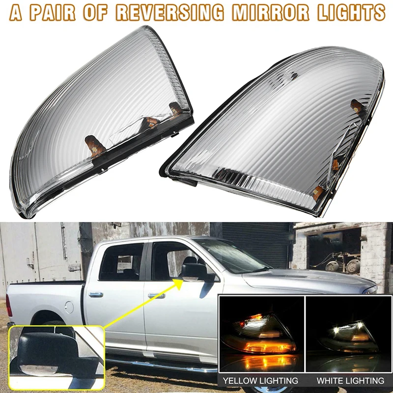 

2pcs 12V LED Mirror Turn Signal Light Super Bright Car Lamp Accessories For Dodge Ram 1500 2500