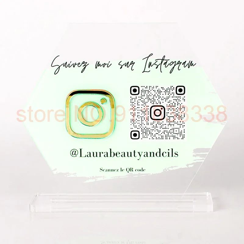 

Custom Website Sign Plexiglass Counter sign Instagram Follow Plate Acrylic social media sign display Cashier Counter Sign