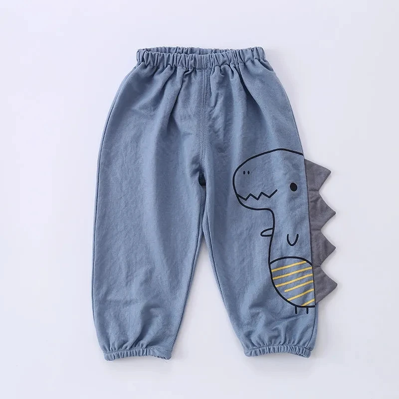 

Children's Casual Pants Girl and Boys Spring Summer Cartoon Dinosaur Elastic Waist Sweatpants Loose Trousers Korean Style Kid