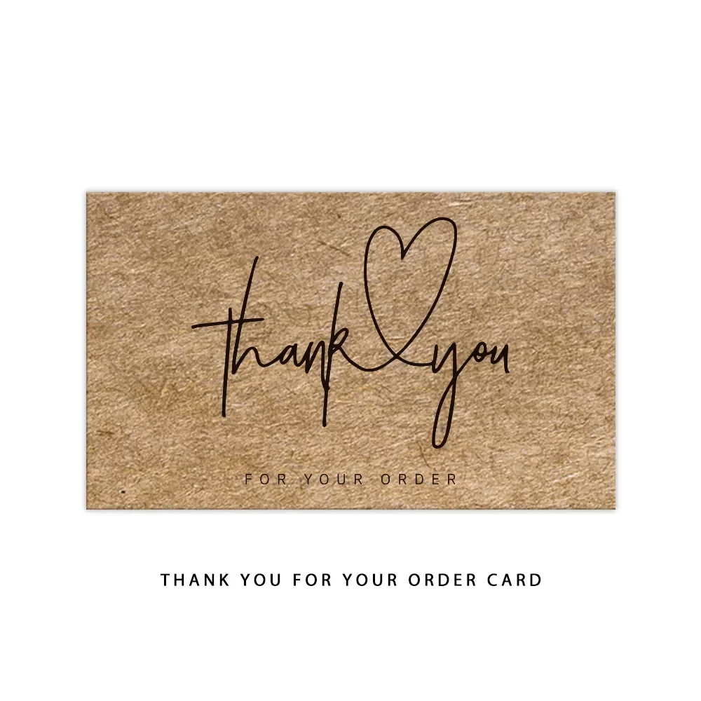 

30pcs Natural Kraft Paper Thank You Card Enterprise Store Business Thank You Order Card Wholesale Custom Gift Decoration Card