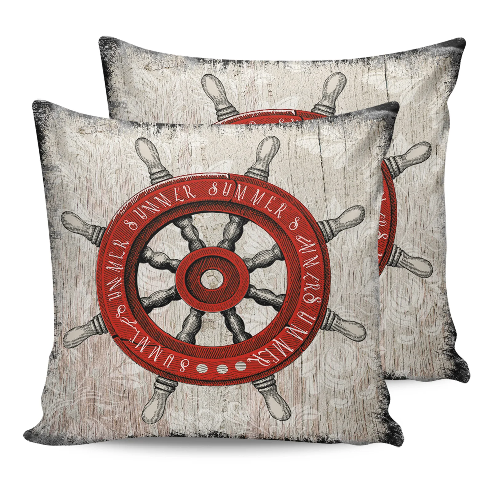 

Wood Grain Retro Rudder Pillowcase Two Piece Set Home Sofa Decor Cushion Cover Pillowcase Bed Pillow Cover Printed Pattern