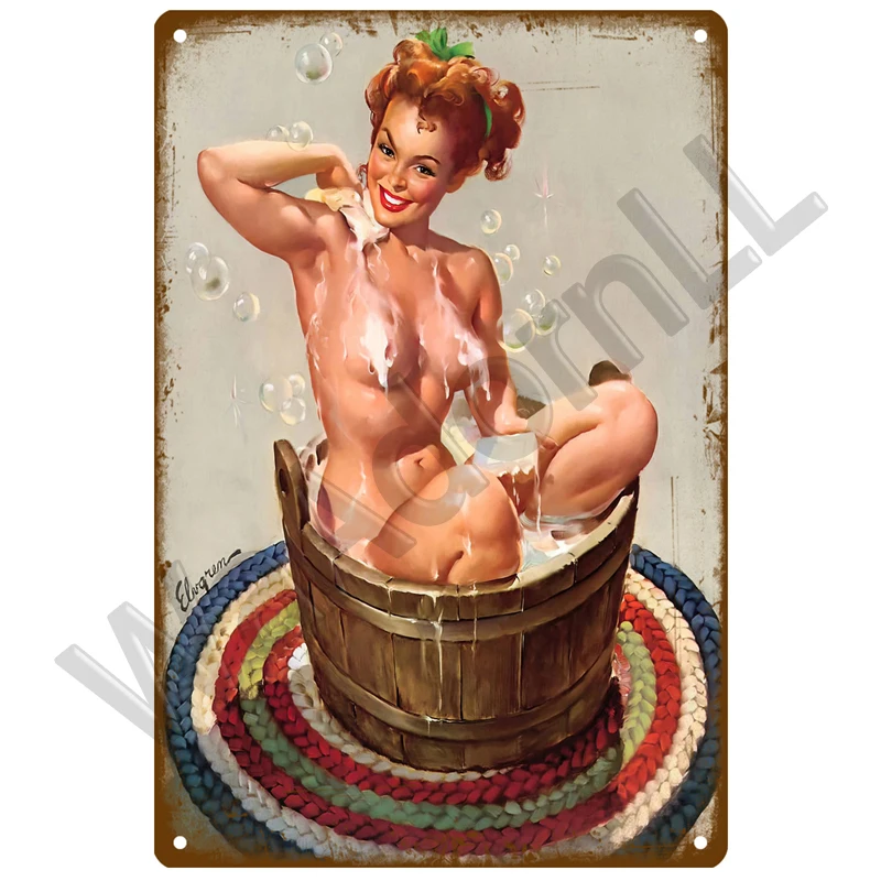 Металлический знак винтажная художественная живопись забавная сексуальная леди