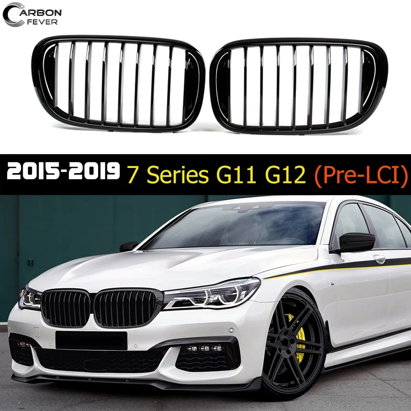 For BMW 7 Series G11 G12 Sedan 2015 - 2019 Pre-lci Front Bumper ABS Replacement Kidney Grille Car Styling Front Grills Black