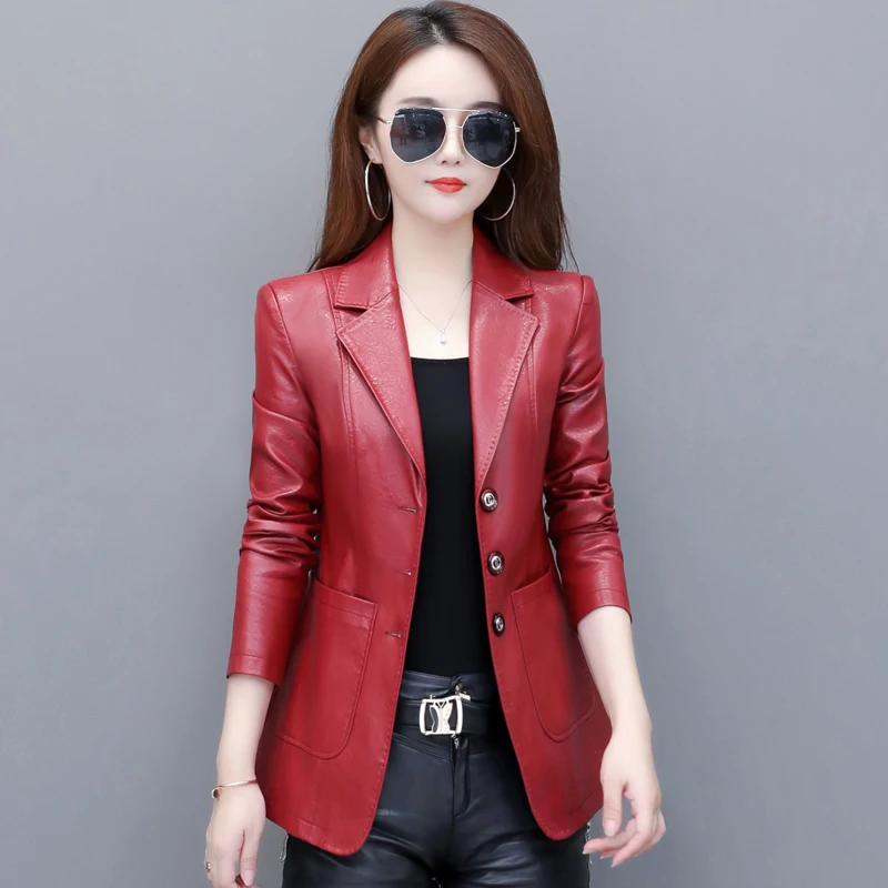 2022 Autumn Winter Real Leather Coat Women's Plus Size Casual Slim Fashion Streetwear Short Sheep Leather Women Jacket Female