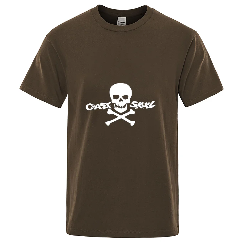 

New Summer Pure Cotton Punk Gothic T-Shirts Streetwear Harajuku Men's Skull Skeleton Printed Personality Hip Hop Rock Clothings