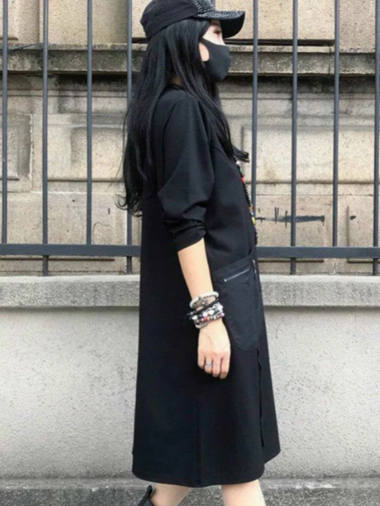 Женское лоскутное платье Max LuLu черное винтажное с круглым вырезом в готическом