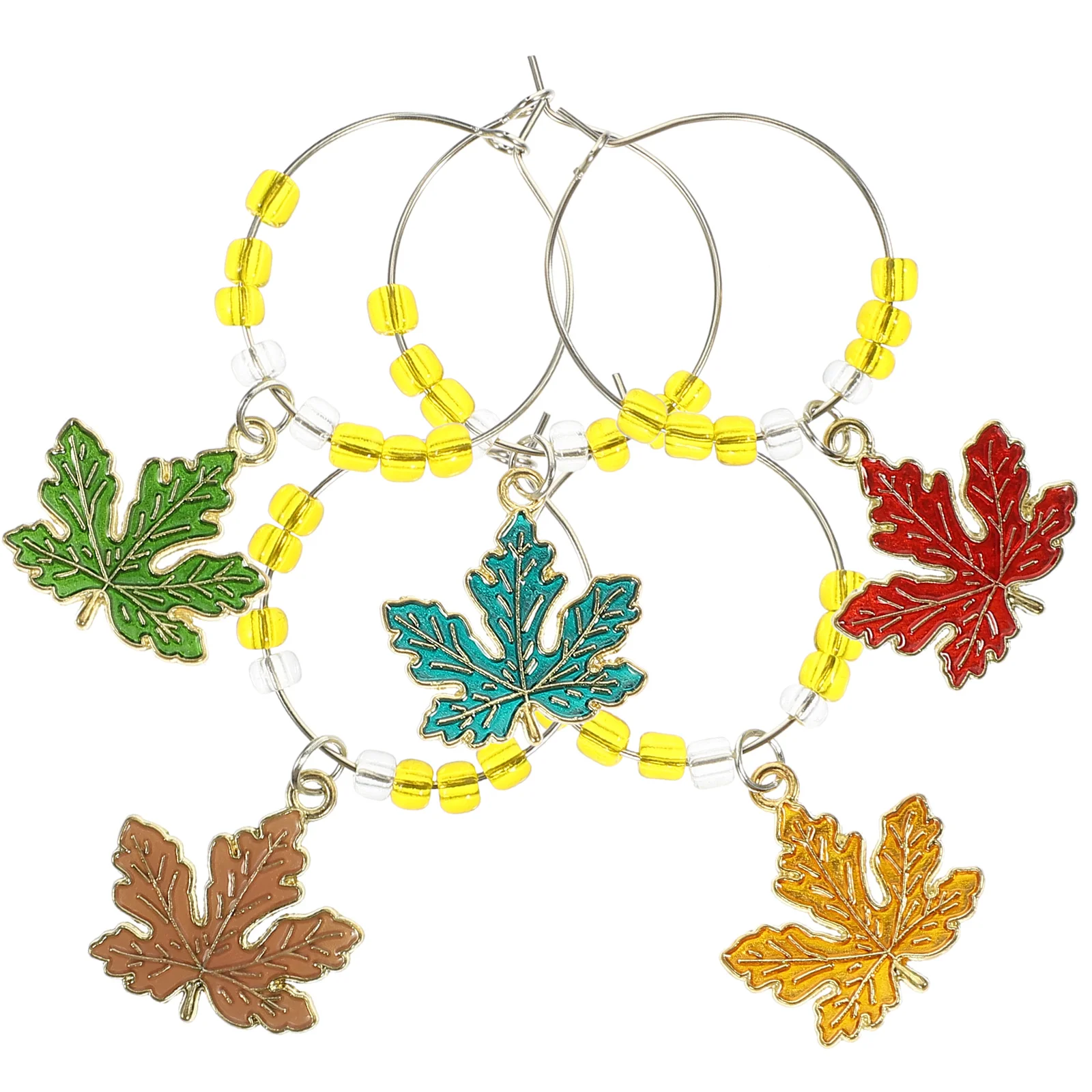 

Glass Charms Fall Drink Markers Leaf Maple Thanksgiving Tags Champagne Cocktail Ring Marker Charm Identifier Leaves Goblets