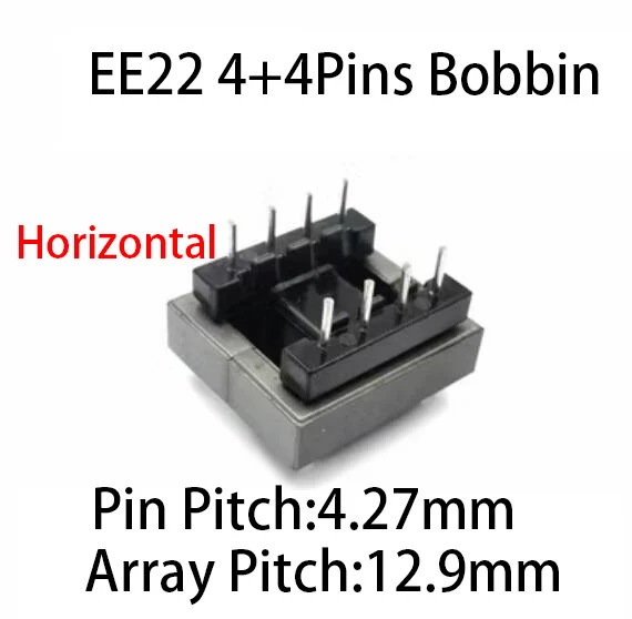 

EE22 EI22 4 + 4 5 + 5 штырьков 8/10P Mn-Zn PC40 4 мм 4,7 мм Вертикальная железная магнитная катушка с сердечником