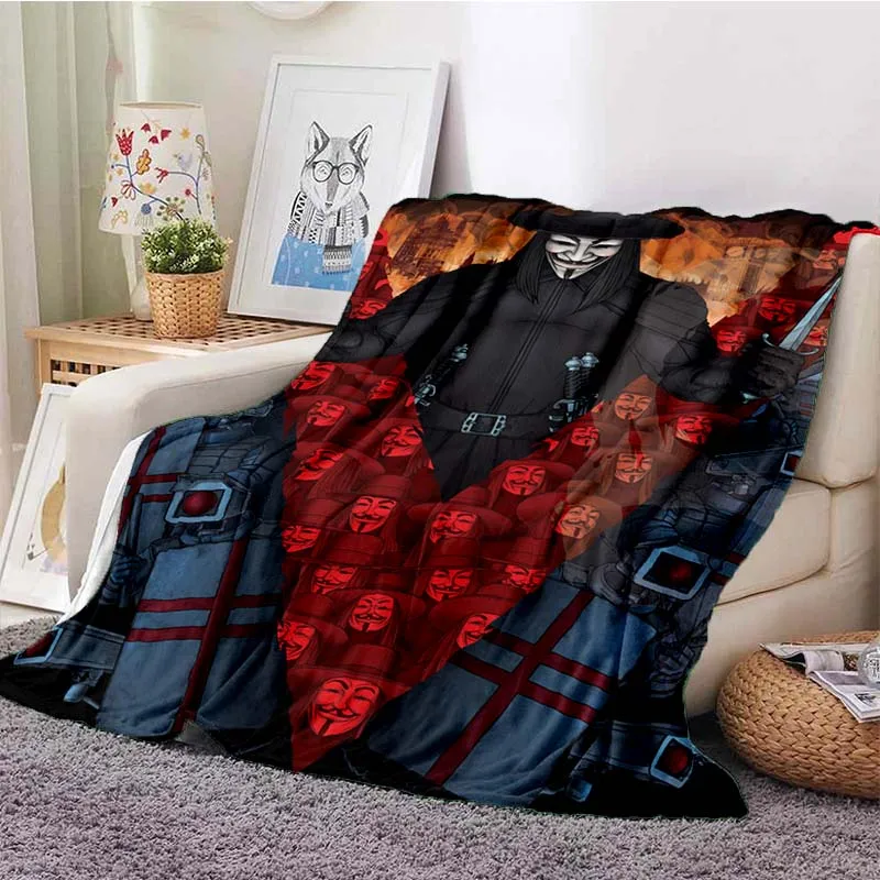 

V-Vengeance movie character pattern printed flannel blanket A must-have thermal blanket for portable home travel throw blanket