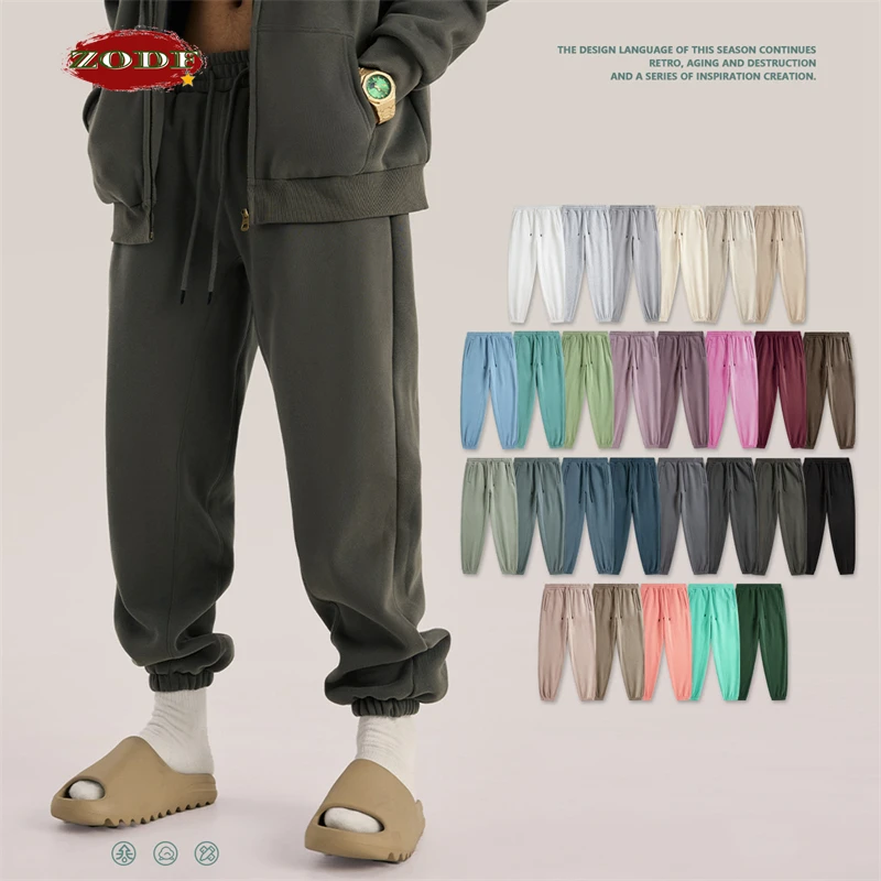 ZODF 2022 New Men 345gsm Fleece Sweatpant Unisex Solid Color Loose Retro Hip Hop Winter Pants Tracksuit Brand Streetwear  HY0005