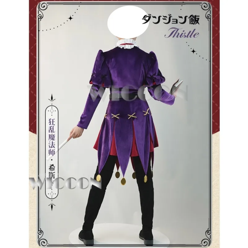 Чертост Лunatic Волшебник Аниме Delicious in Dungeon Косплей Костюм Фиолетовый Эльф Светлый