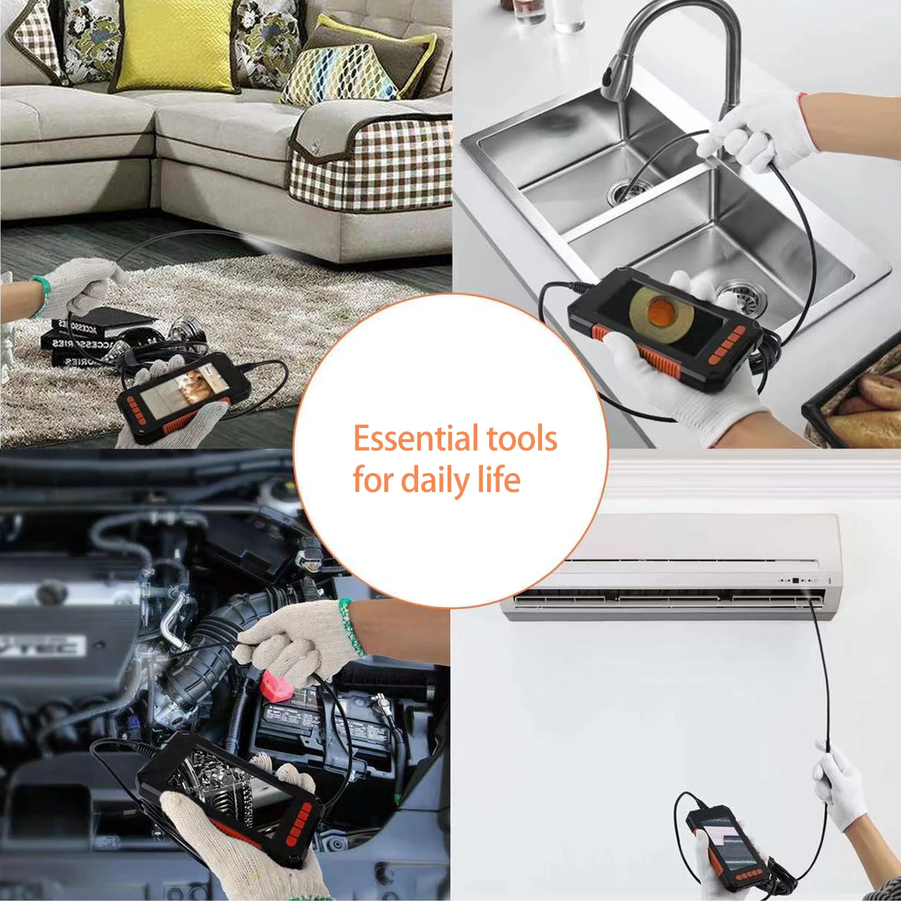 P40 промышленная камера-эндоскоп 1080P 4 3 &quotIPS 8 мм одиночный и двойной бороскоп с 8LED