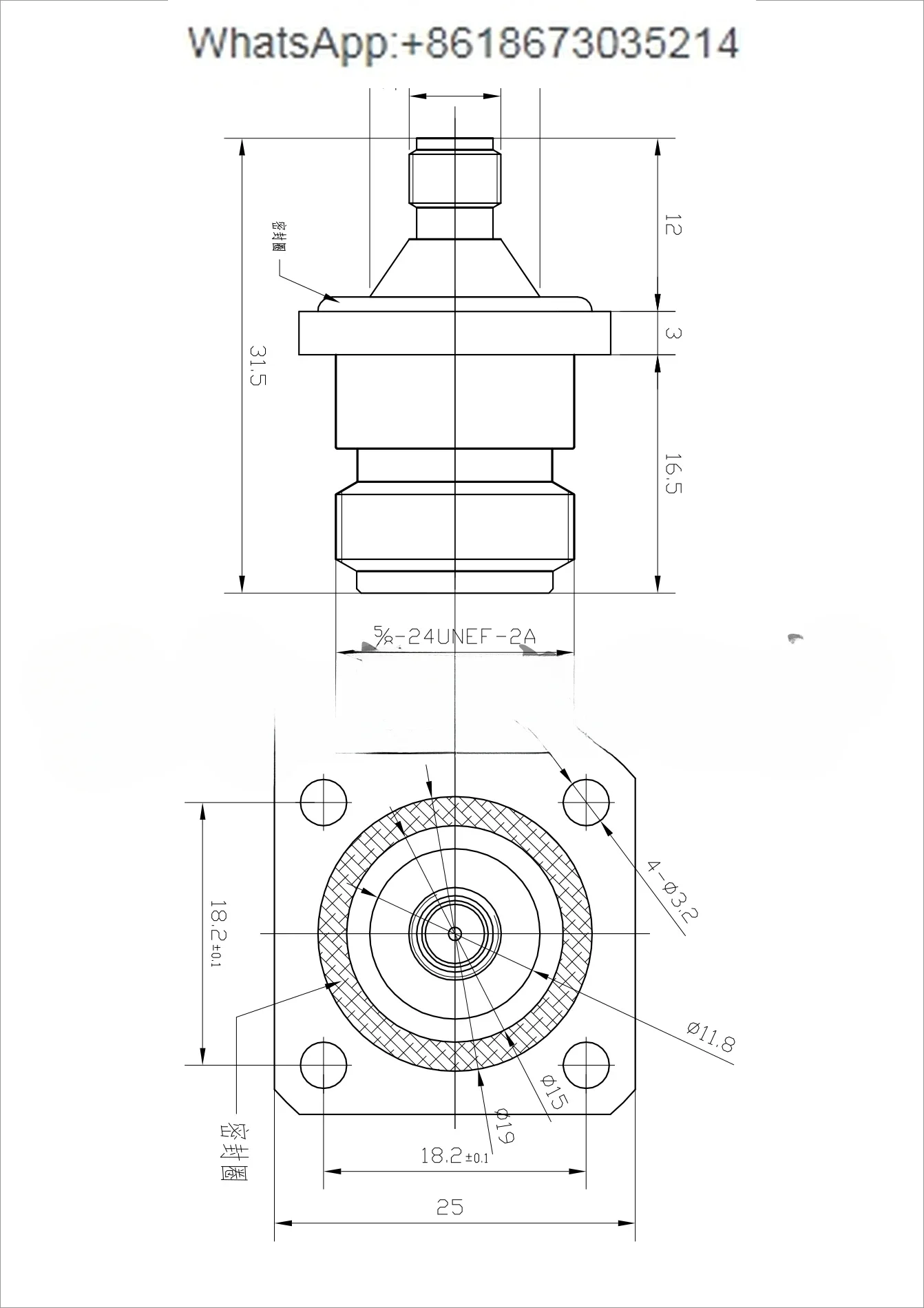 Переходник N-sma квадратная пластина с четырьмя отверстиями фланец