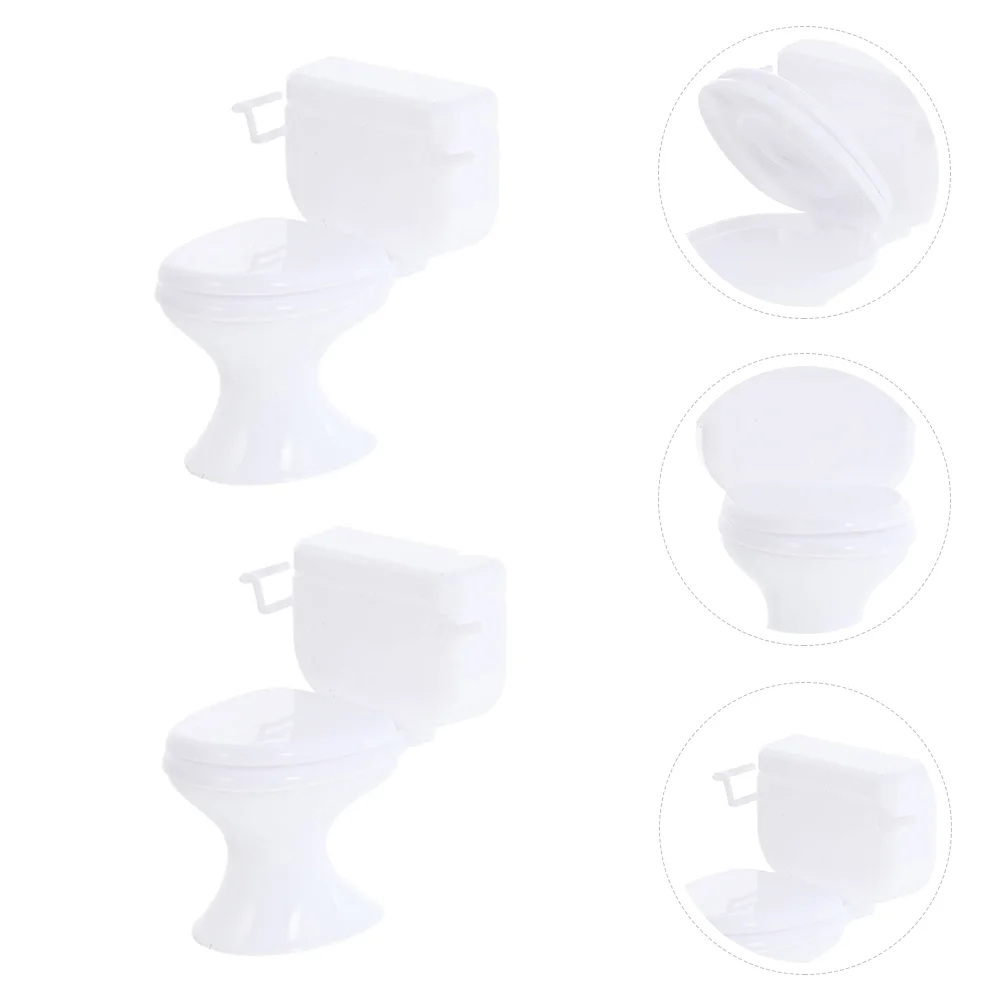 

5 Pcs Kids Mini Toys Toilet Bathroom Accessories House Children Play Baby Miniature Plaything Toddler Pretend White