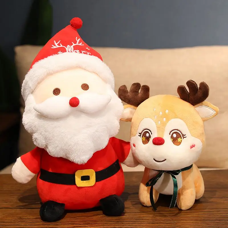 

22cm New Deer Santa Claus Plush Toy Stuffed Animal Soft Cute Elk Pillow Doll Toys for Children Girls Kids Christmas Gift