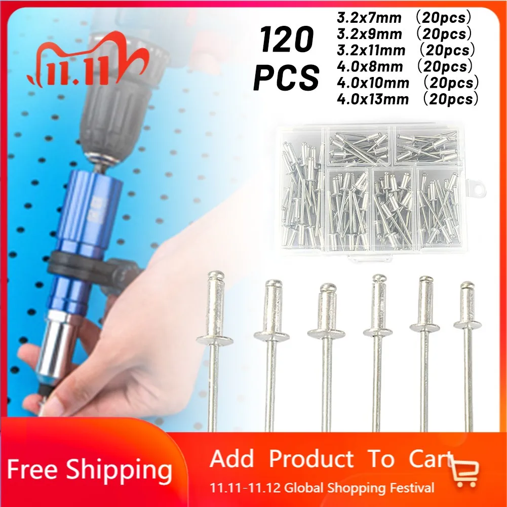 

120Pcs M3.2 M4 Pop Rivets Aluminium Round Mushroon Head Rivets Break Mandrel Blind Rivets Nail For Furniture Car Aircraft