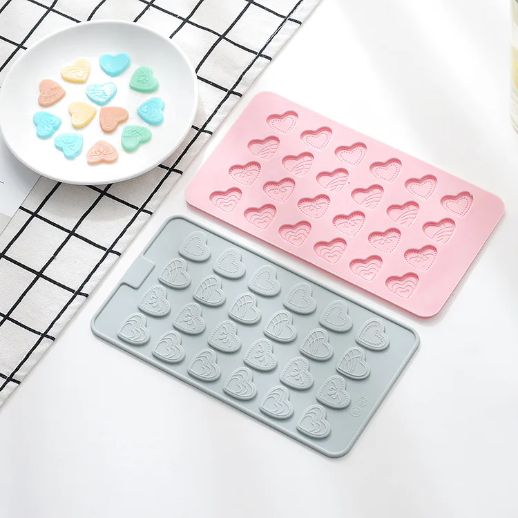 24 Сетка в форме сердца мини Fondant Mold Шоколадный торт силиконовая форма для