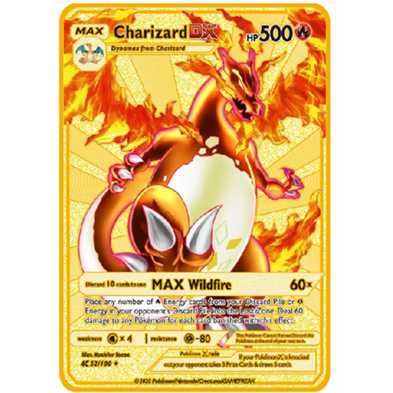 Новейший Покемон ПВ французский блестящий золотой огненный дракон
