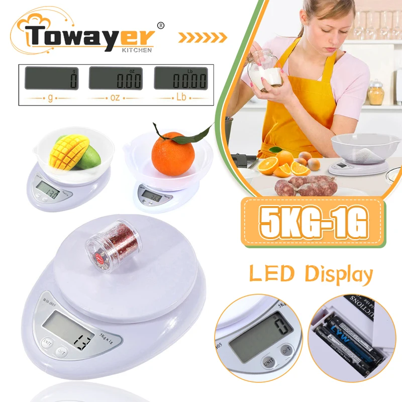 New 5kg/1g Portable Digital Scale LED Electronic Scales Postal Food Measuring Weight LED Electronic Scales Kitchen Accessories