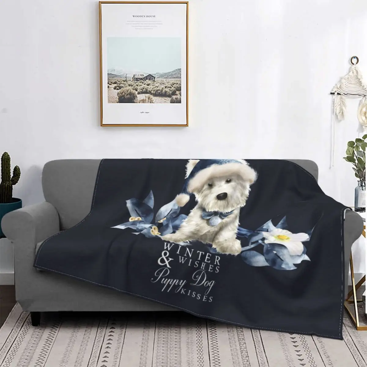 

Highland White Terrier Dog Blanket Soft Flannel Fleece Warm Cute Westie Puppy Throw Blankets for Home Bed Couch Bedspreads