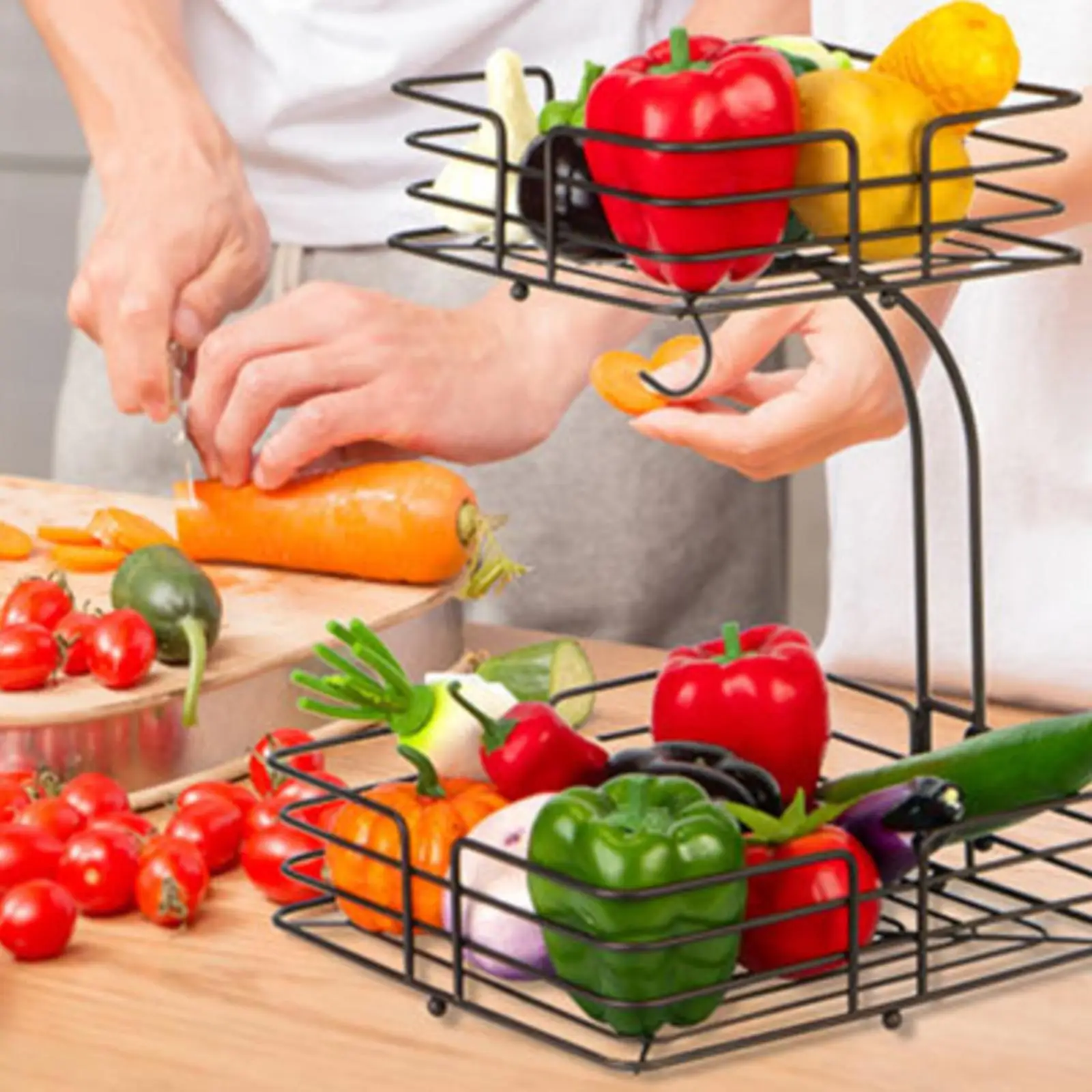 

Металлические корзины, 2-Ярусные корзины для фруктов, миски для фруктов, стойка для фруктов