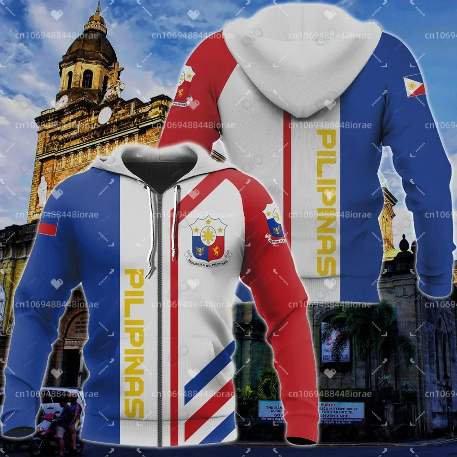 

2023 пальто филиппинского герба 3d печать толстовка на молнии мужской пуловер свитшот с капюшоном Джерси спортивный костюм верхняя одежда повседневное пальто