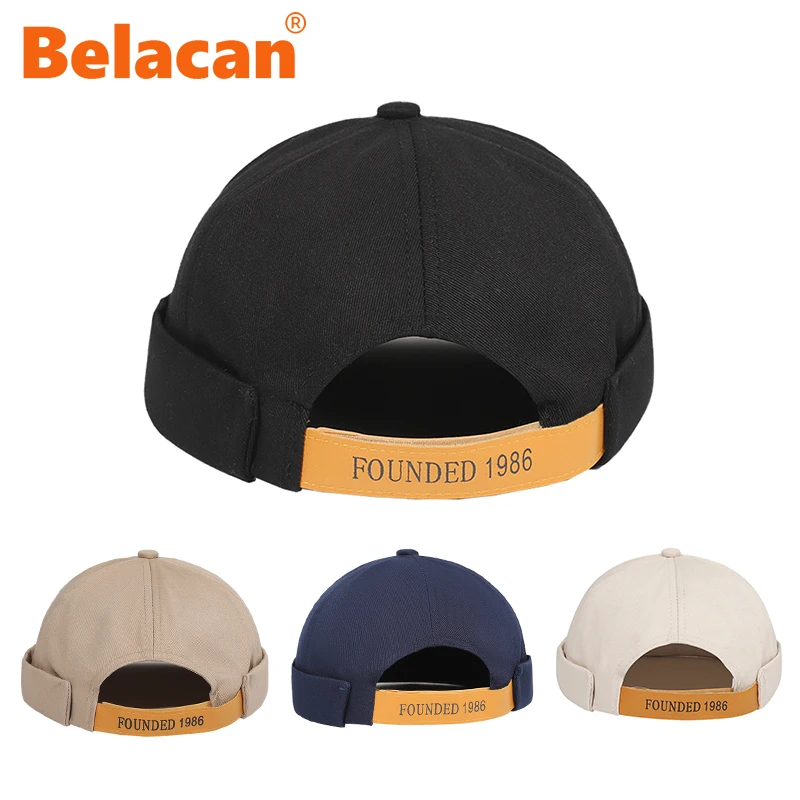 

New Cap For Women Skullcap Retro Sailor Brimless Landlord Hats Fashion Dome Bonnet Beanie Melon Hat Hip Hop Docker Cap Men