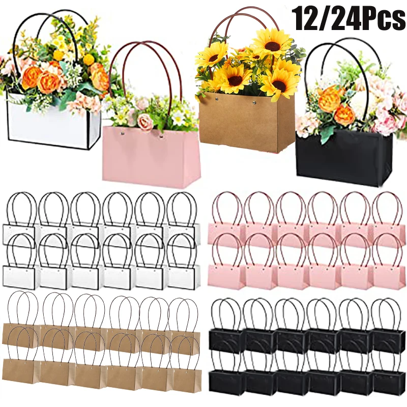

Waterproof Flower Gift Bags Handled Flower Box for Arrangement Rectangle Bouquet Gift Box Florist Supplies for Wedding Christmas