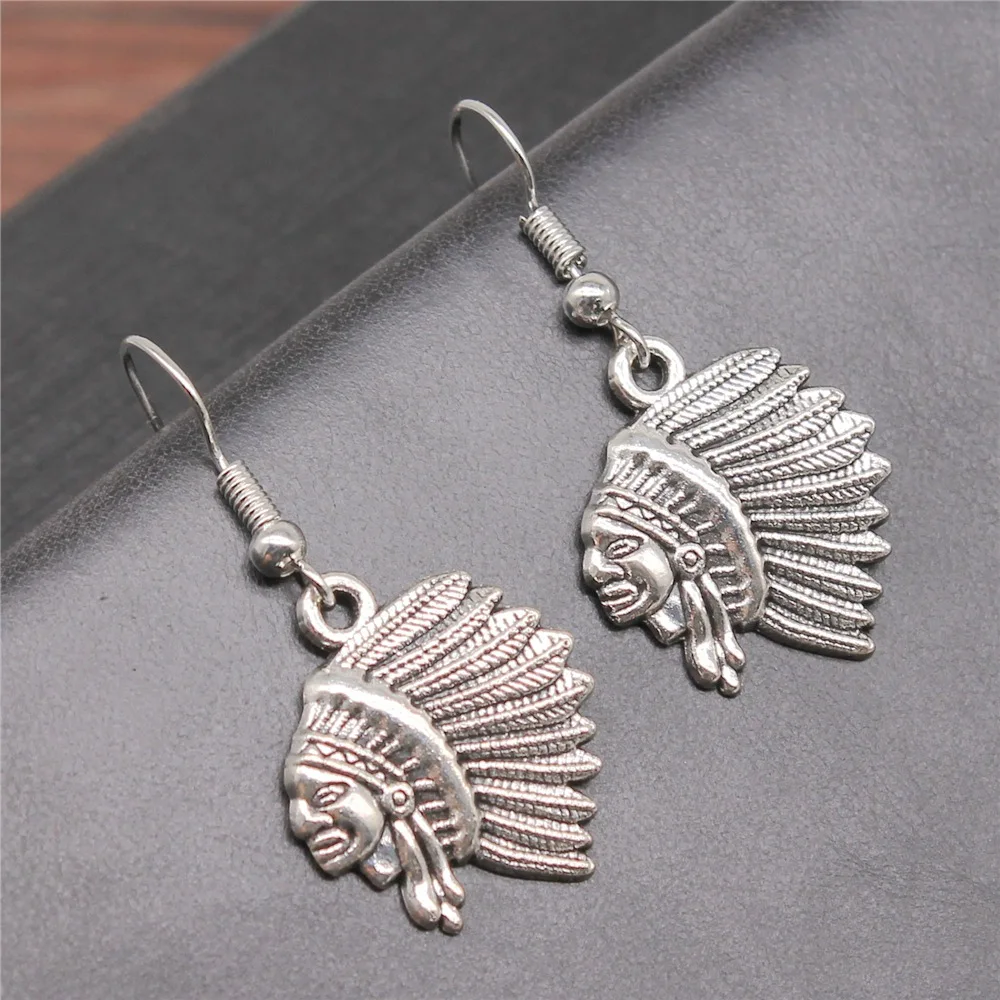 

Женские винтажные серьги-подвески в виде головы индийского головы