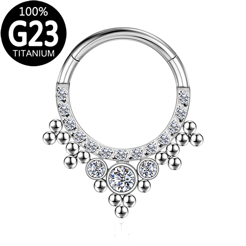 

Pircing Nose Ring Diamond Piercing Nez Septum G23 Titanium Septum Clicker Zircon Clusters Ear Cartilage Earrings Nipple Jewelry